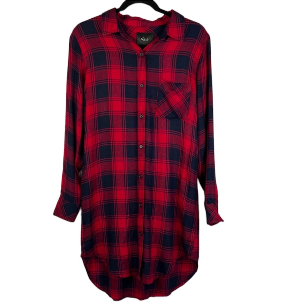 Rails Bianca Flannel Shirt Dress Midnight/Garnet Plaid Size Small